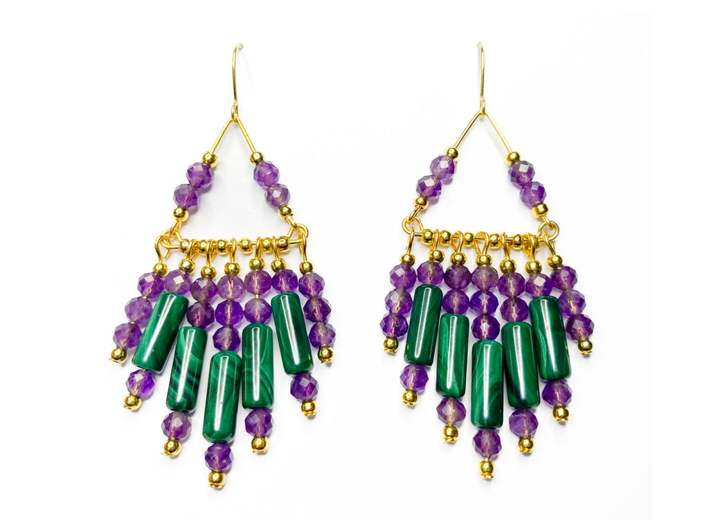 Malachite & Amethyst Chandelier Earrings Tutorial