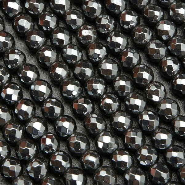 20pc 6x7mm Hematite (Man-Made) Snowflake Beads, Silver