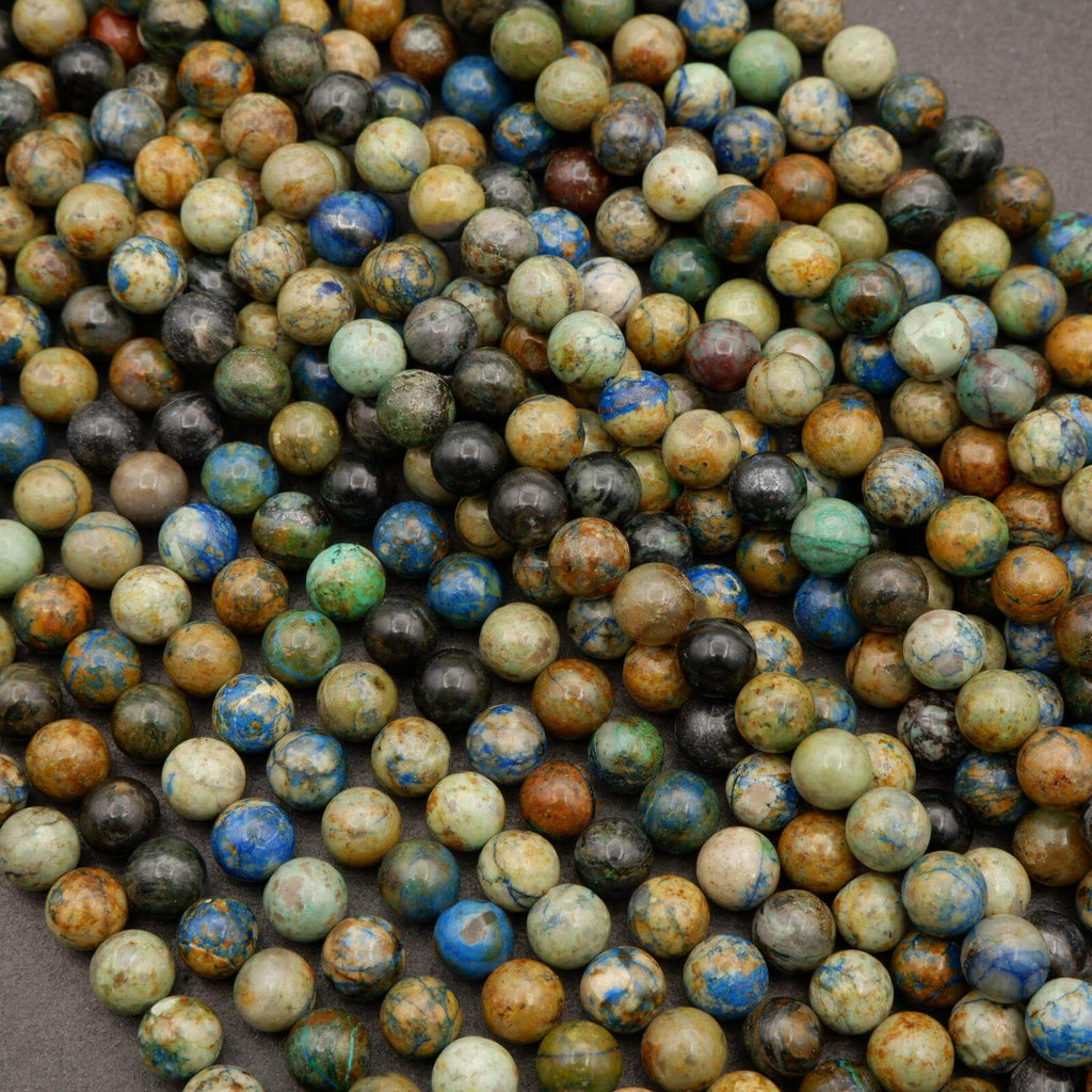 Azurite with Chalcocite · Smooth · Round · 4mm, 6mm, 8mm, Tejas Beads, Beads