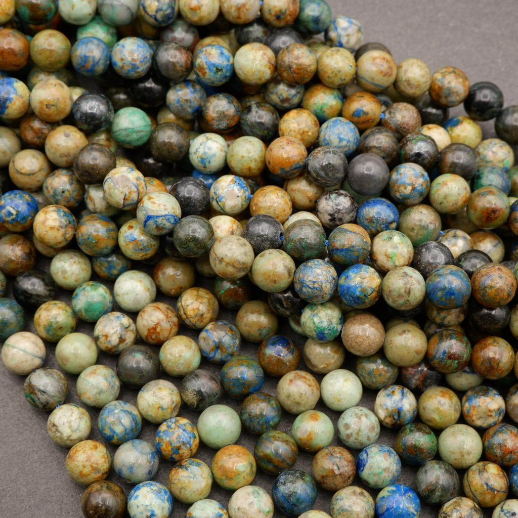 Azurite with Chalcocite · Smooth · Round · 4mm, 6mm, 8mm, Tejas Beads, Beads