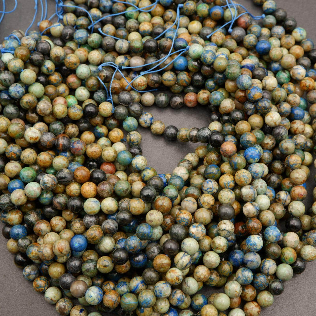 Azurite with Chalcocite · Smooth · Round · 4mm, 6mm, 8mm, Tejas Beads, Beads