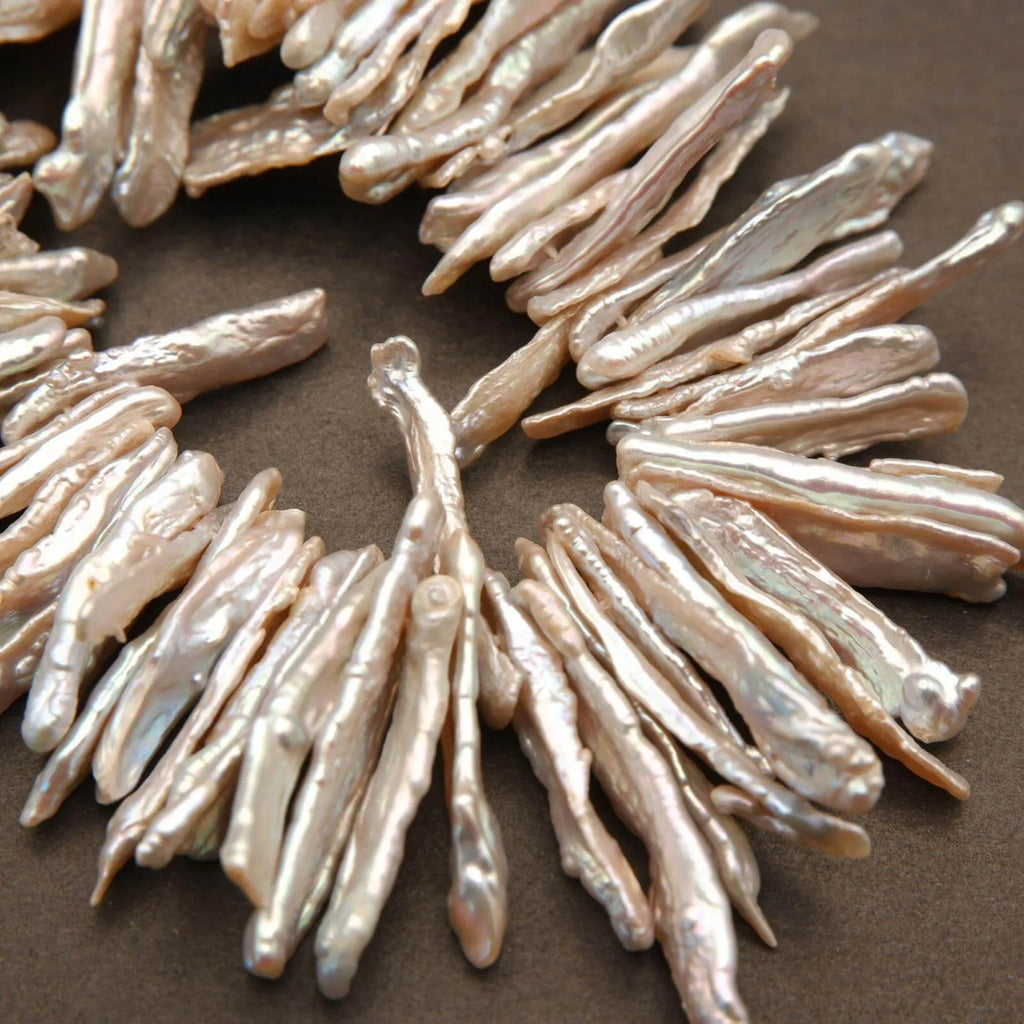 Freshwater Pearl · Biwa Sticks · Silvery White · 30mm, Tejas Beads, Beads