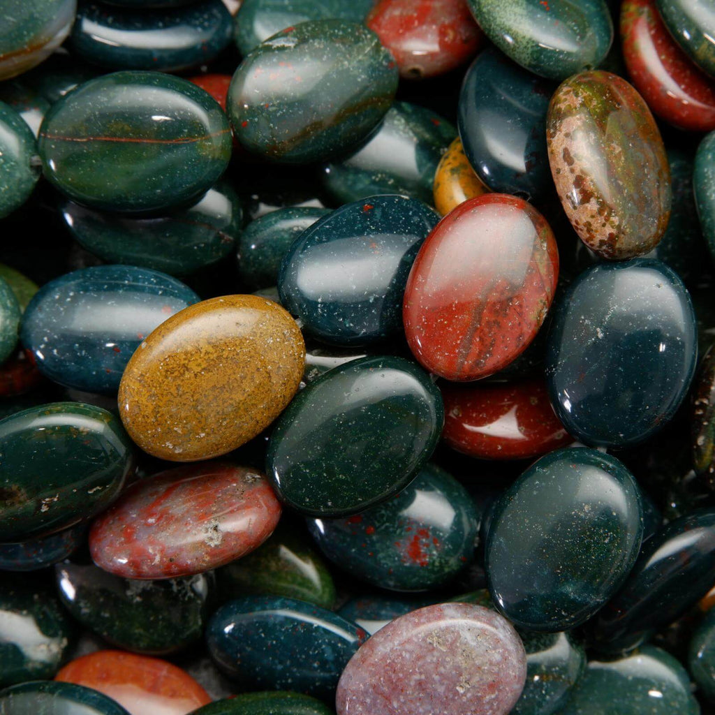 Green and red bloodstone beads.