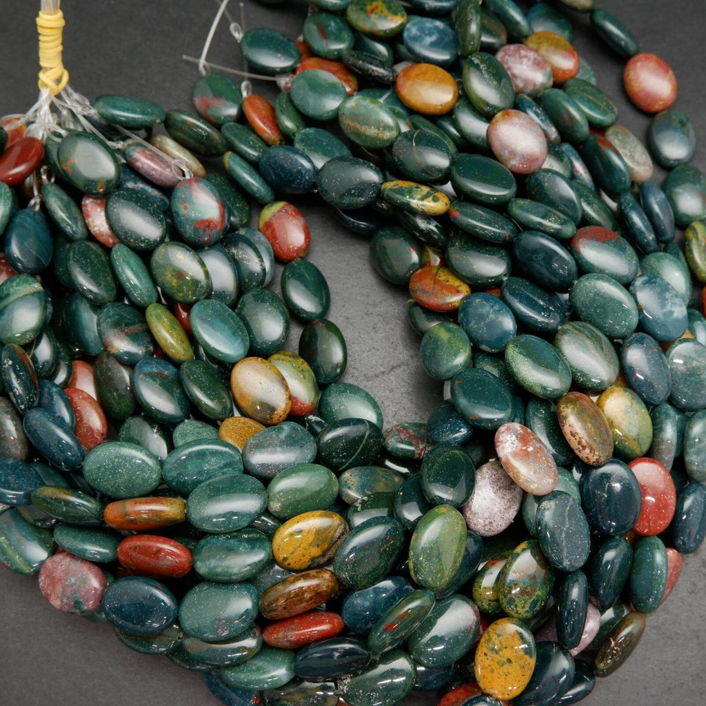 Green and red bloodstone beads.