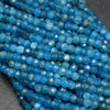 Blue apatite rondelle beads.