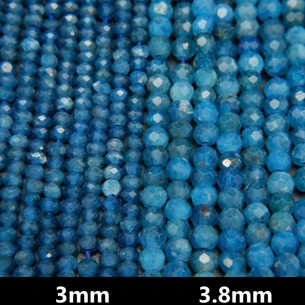 Blue apatite rondelle beads.