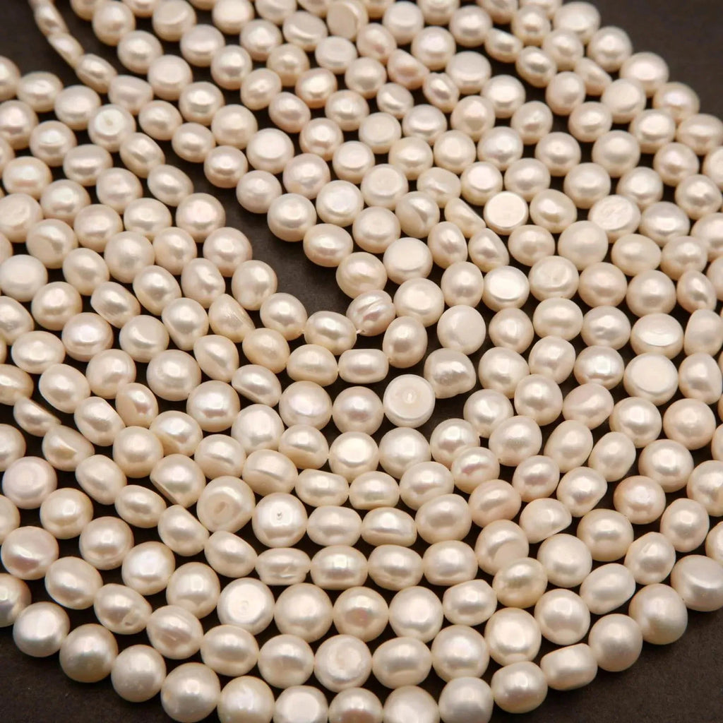 Freshwater Pearl · Button Coin · White · 8mm, Tejas Beads, Beads