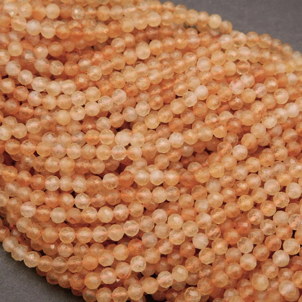 Citrine · Microfaceted · Round · 4mm, Tejas Beads, Beads