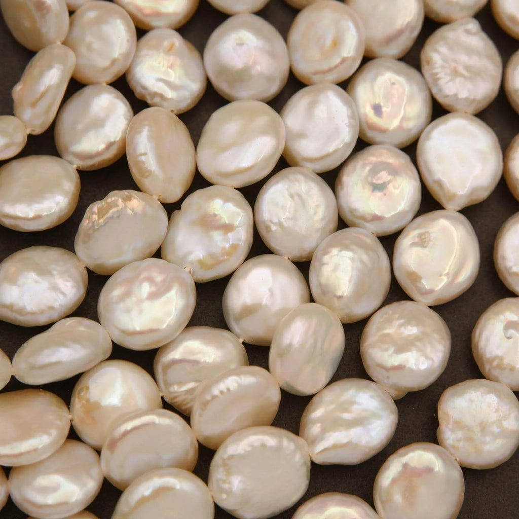 Freshwater Pearl · Coin · White · 10mm, Tejas Beads, Beads