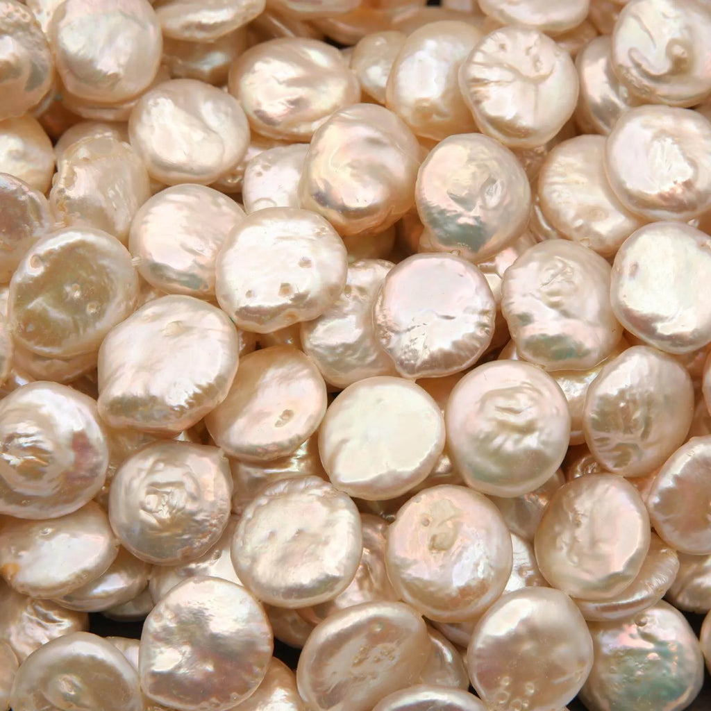 Freshwater Pearl · Coin · White · Graduated 10mm to 12mm, Tejas Beads, Beads