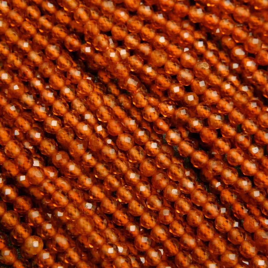 Orange Microfaceted Hessonite Garnet Beads