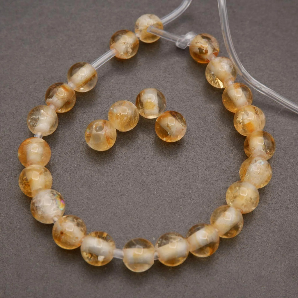 Citrine · Smooth · Round · 6mm, 8mm, 10mm · Large Hole · 1/2 Strand, Tejas Beads, Beads