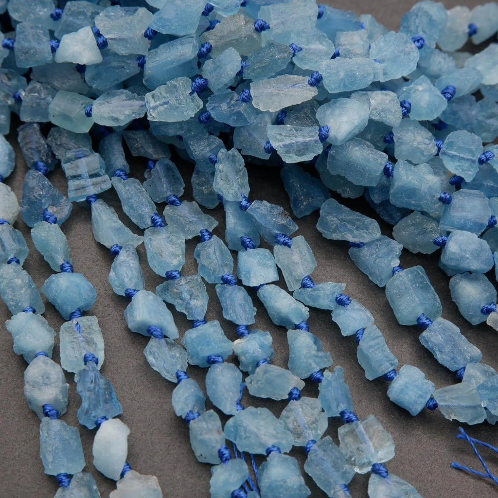 Aquamarine · Rough Raw · Nugget · 7mm, Tejas Beads, Beads