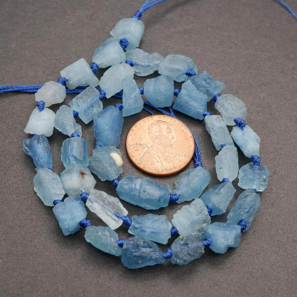 Aquamarine · Rough Raw · Nugget · 7mm, Tejas Beads, Beads