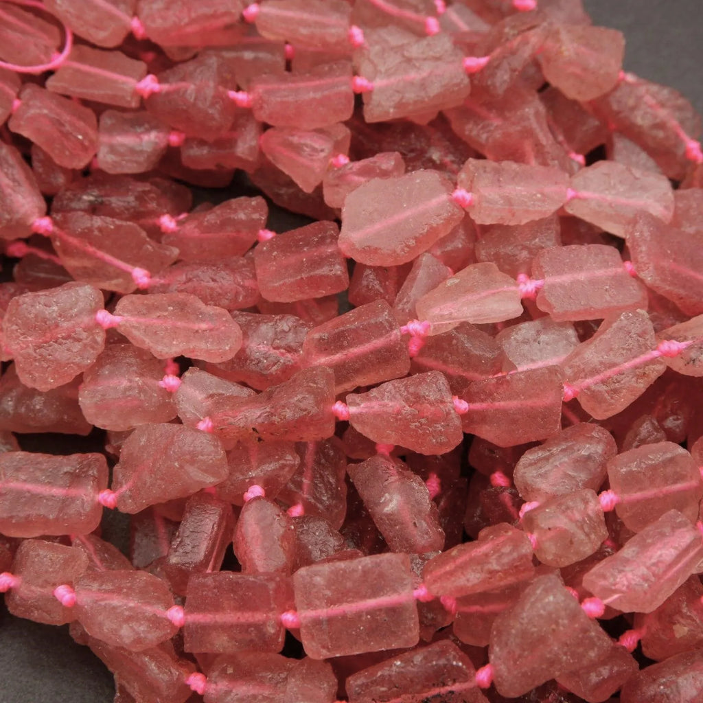 Strawberry Quartz · Rough Raw · Nugget · 10mm, Tejas Beads, Beads