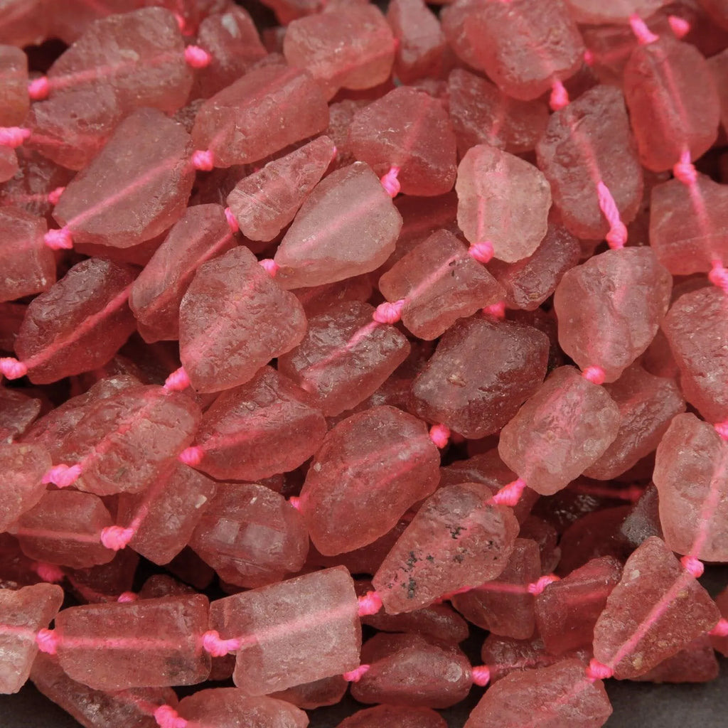 Strawberry Quartz · Rough Raw · Nugget · 10mm, Tejas Beads, Beads