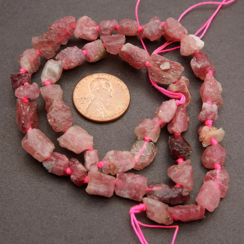 Pink Tourmaline · Rough Raw · Nugget · 7mm, Tejas Beads, Beads