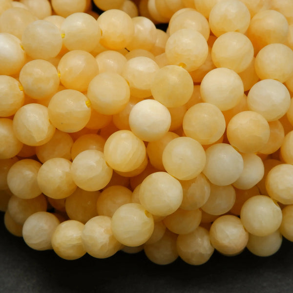 Matte Finish Yellow Calcite Round Gemstone Beads