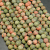 Green and orange matte finish unakite jasper beads.