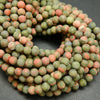 Green and orange matte finish unakite jasper beads.