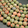 Green and orange matte finish unakite jasper beads.