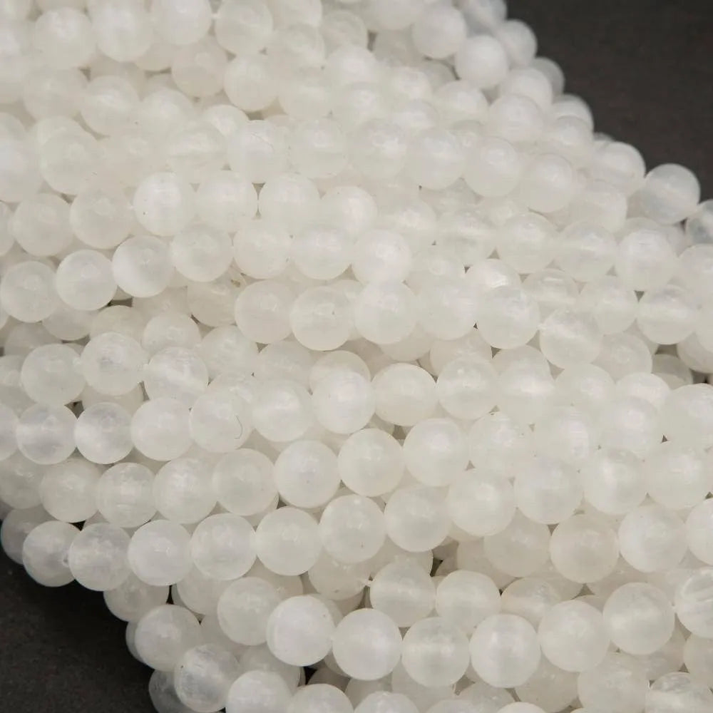 Satin Spar Selenite · Smooth · Round · 6mm, 8mm, 10mm, Tejas Beads, Beads