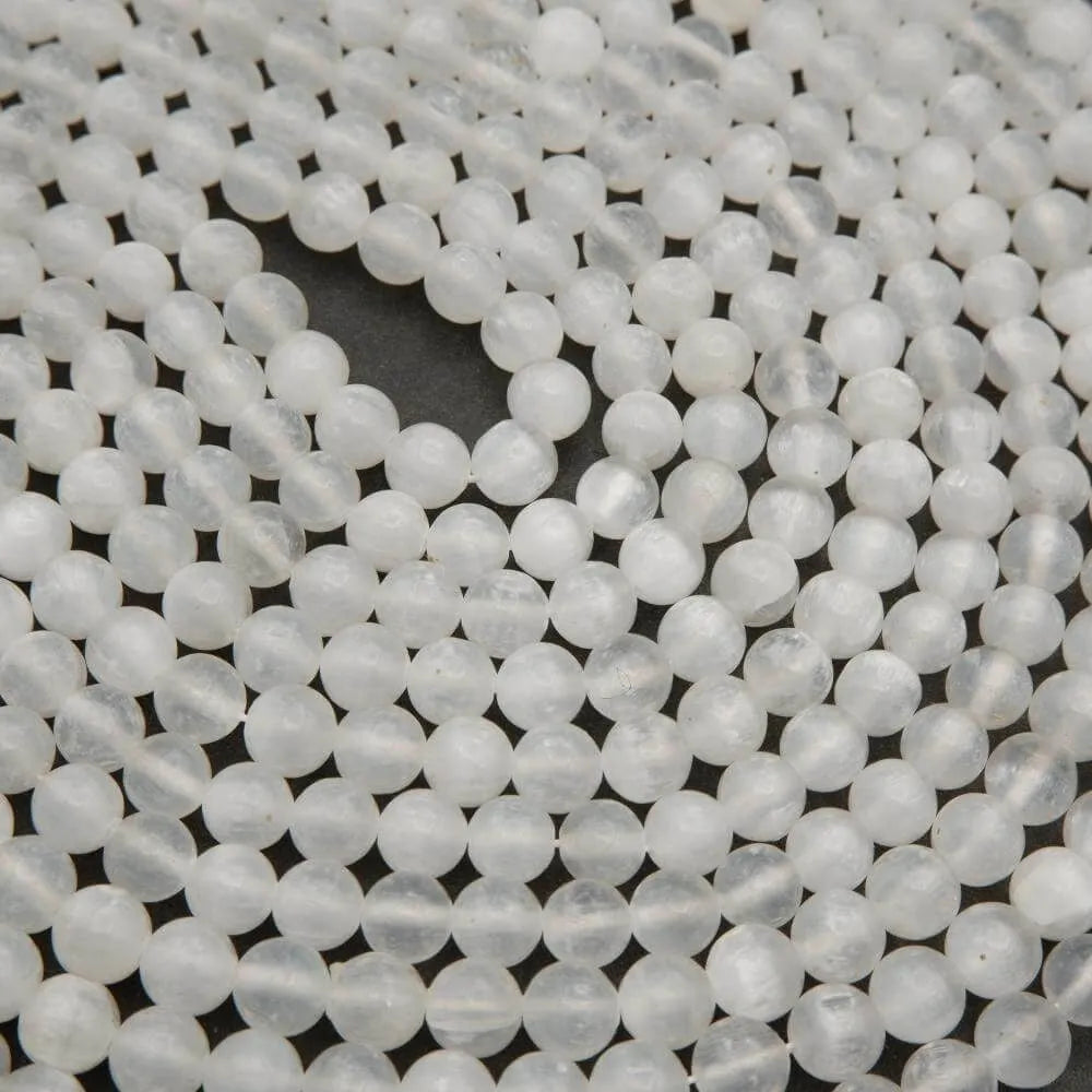 Satin Spar Selenite · Smooth · Round · 6mm, 8mm, 10mm, Tejas Beads, Beads