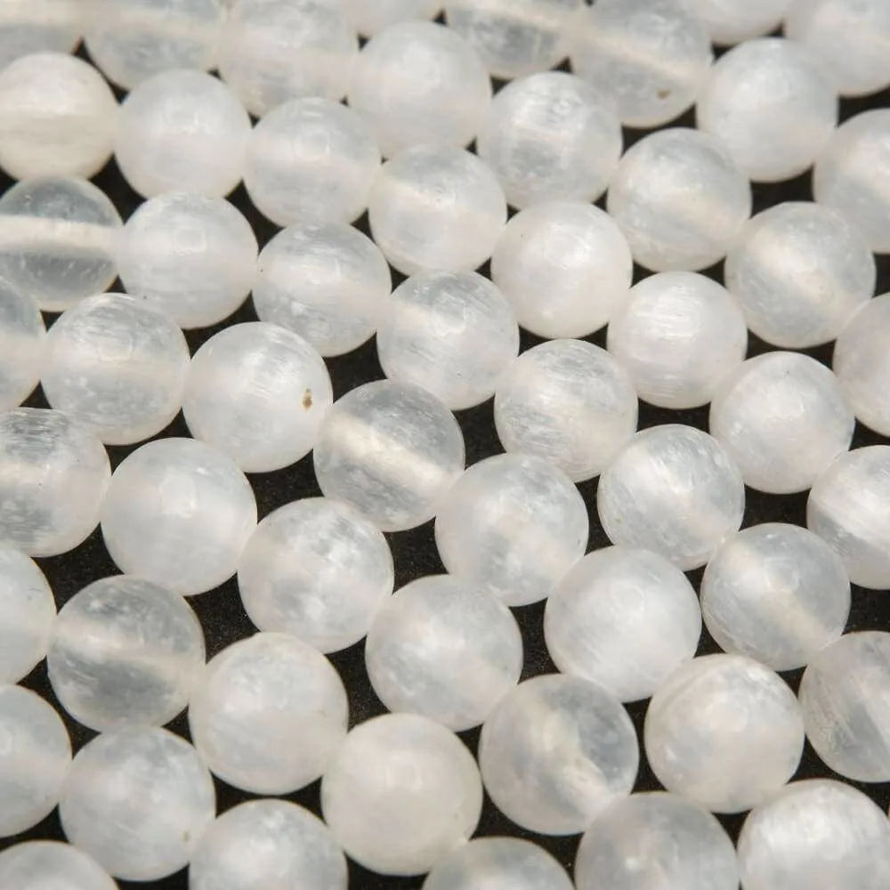 Satin Spar Selenite · Smooth · Round · 6mm, 8mm, 10mm, Tejas Beads, Beads