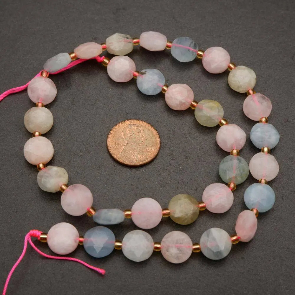 Beryl · Faceted · Coin · 10mm, Tejas Beads, Beads