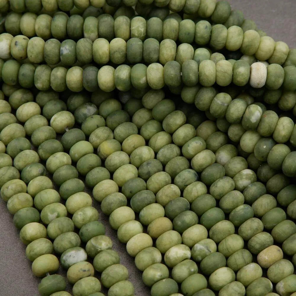 Olivine Jade · Matte · Rondelle · 5x8mm, Tejas Beads, Beads