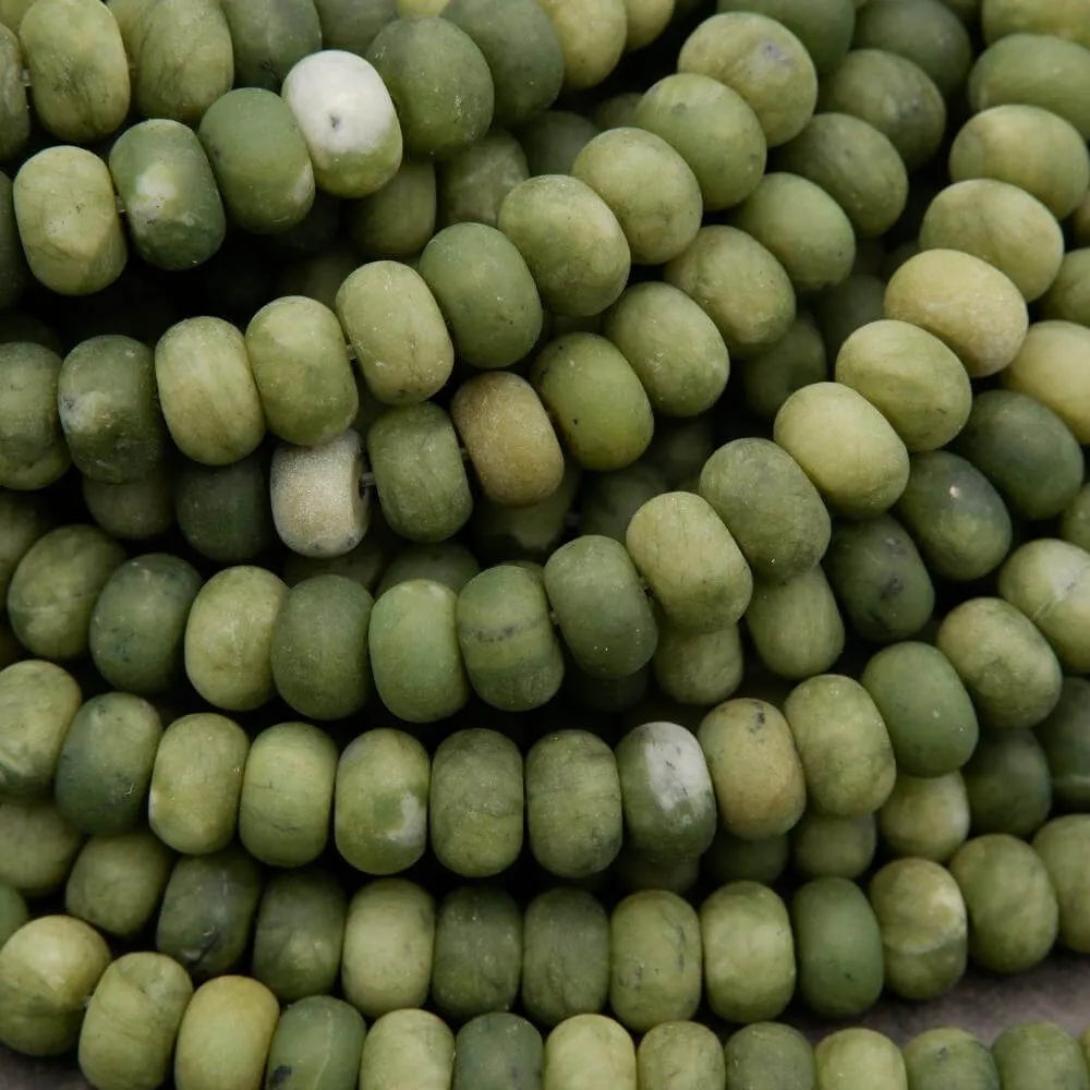 Olivine Jade · Matte · Rondelle · 5x8mm, Tejas Beads, Beads