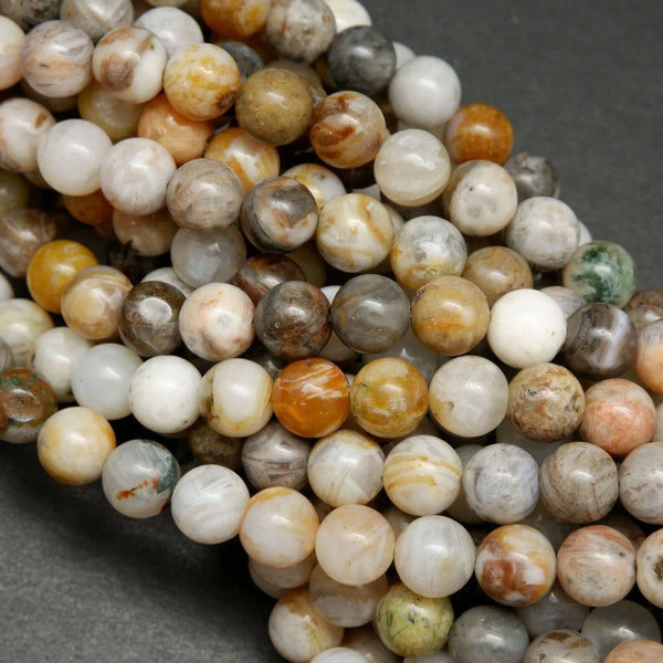 Bamboo Leaf Agate · Smooth · Round · 6mm, 8mm, Bead, Tejas Beads