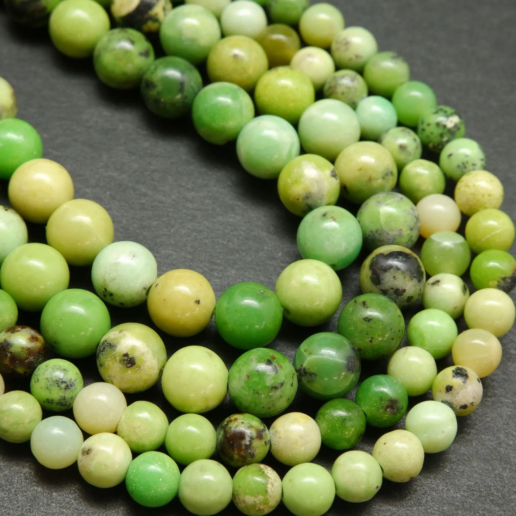 Lime green Chinese chrysoprase beads.