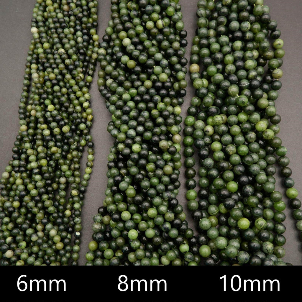 Canadian Green Jade · Smooth · Round · 6mm, 8mm, 10mm, Tejas Beads, Beads