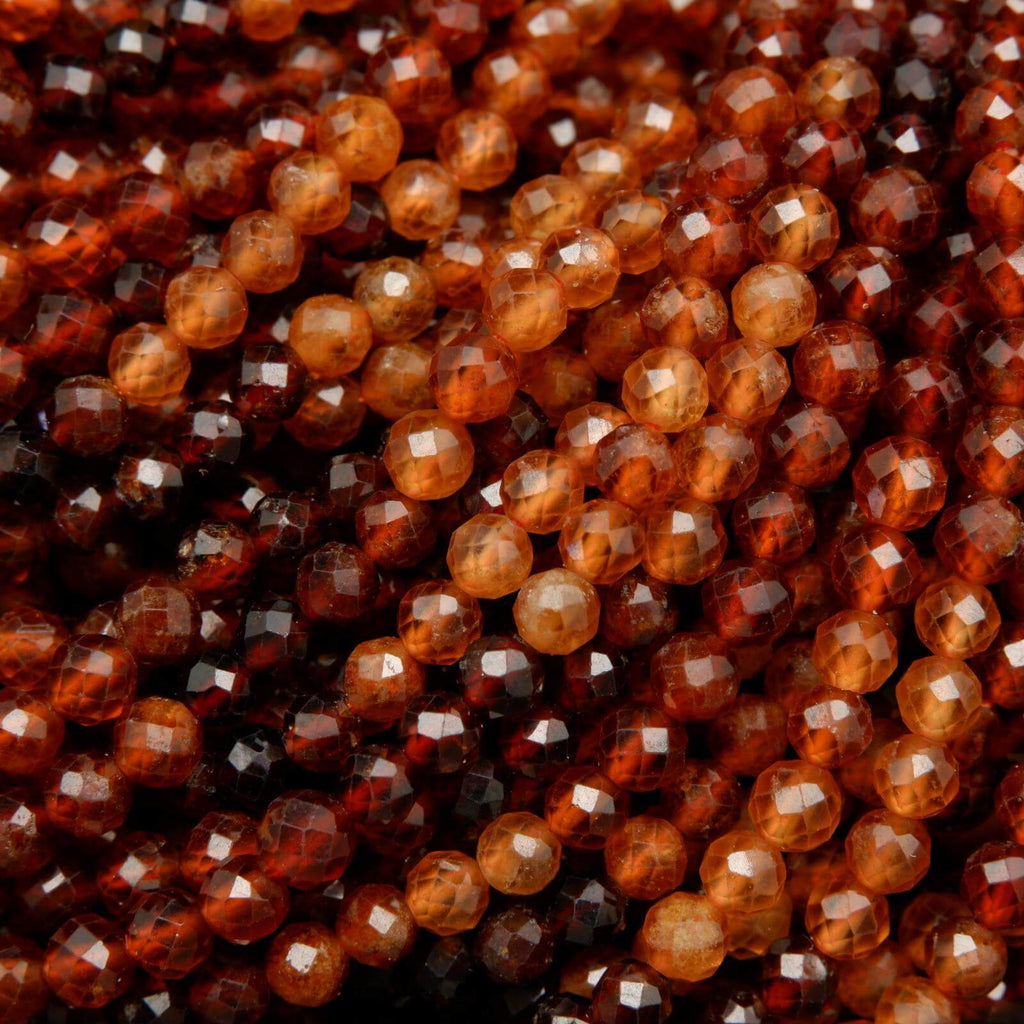 4mm Hessonite Garnet Micro Faceted Cube Beads 12 inch 75 pieces