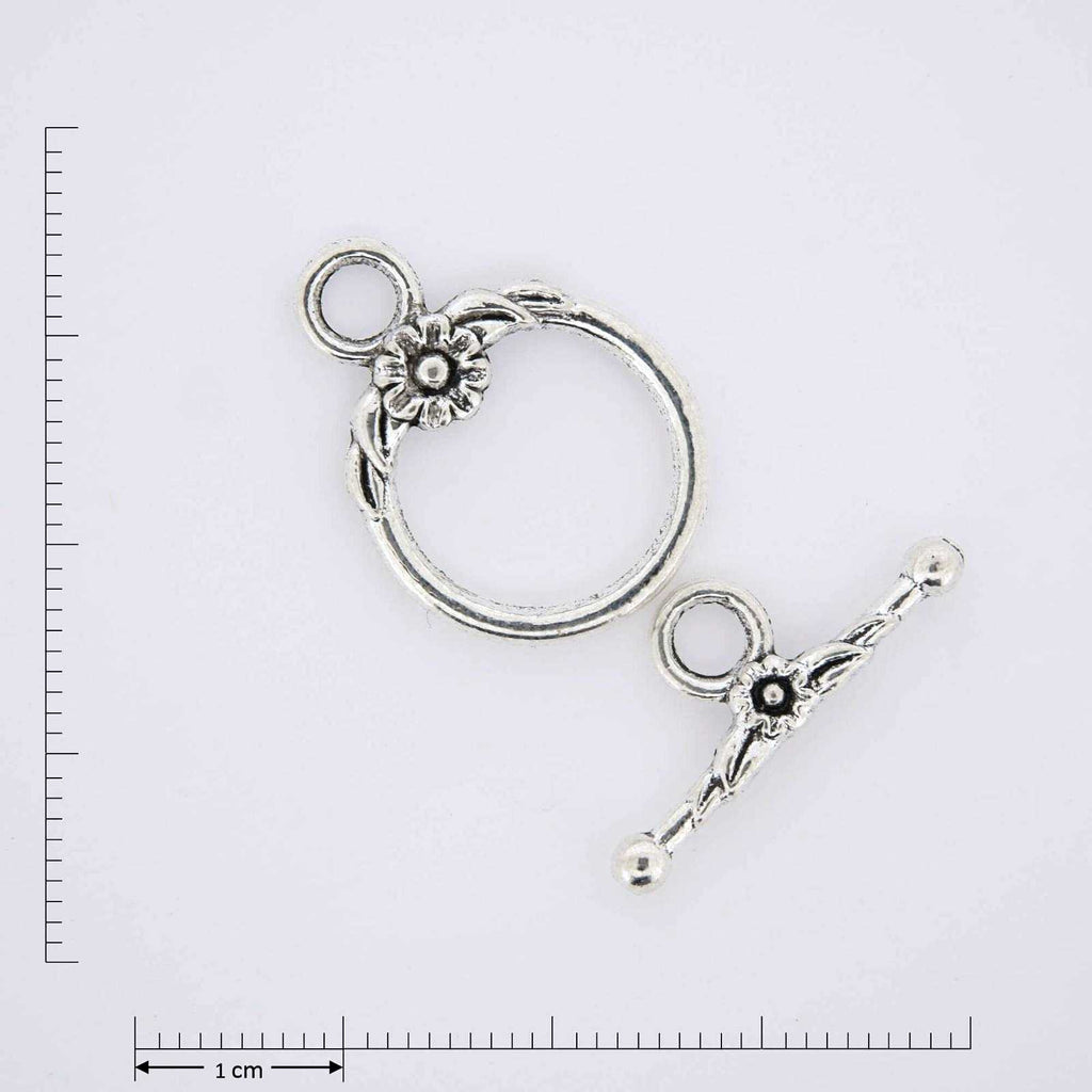 Silver toggle clasp.