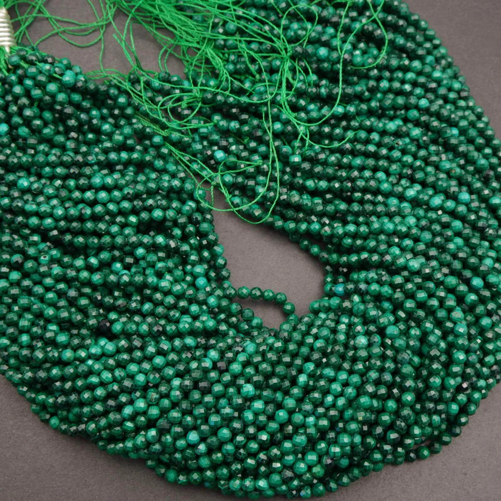 Malachite · Microfaceted · Round · 2mm, 3mm, 4mm, Tejas Beads, Beads