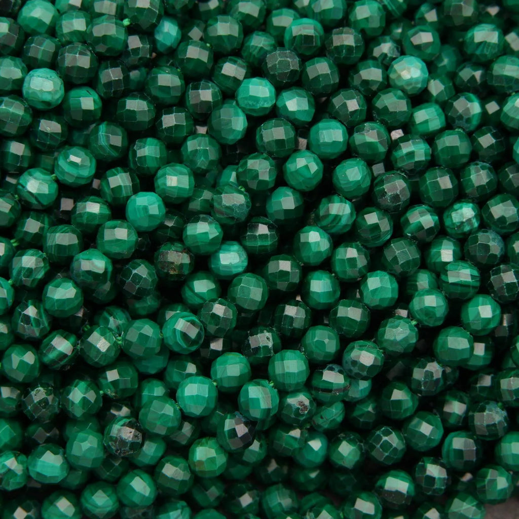 Malachite · Microfaceted · Round · 2mm, 3mm, 4mm, Tejas Beads, Beads