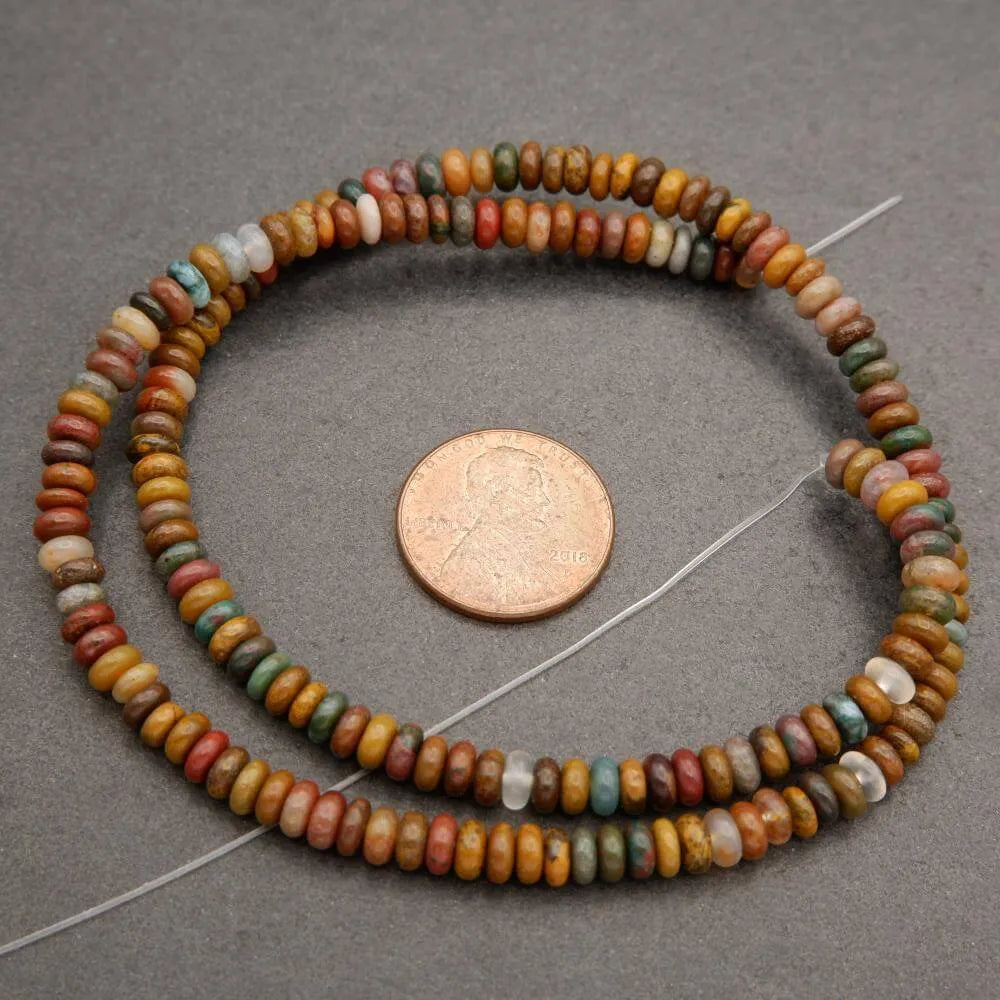 Ocean Jasper · Smooth · Rondelle · 2x4mm, Tejas Beads, Beads