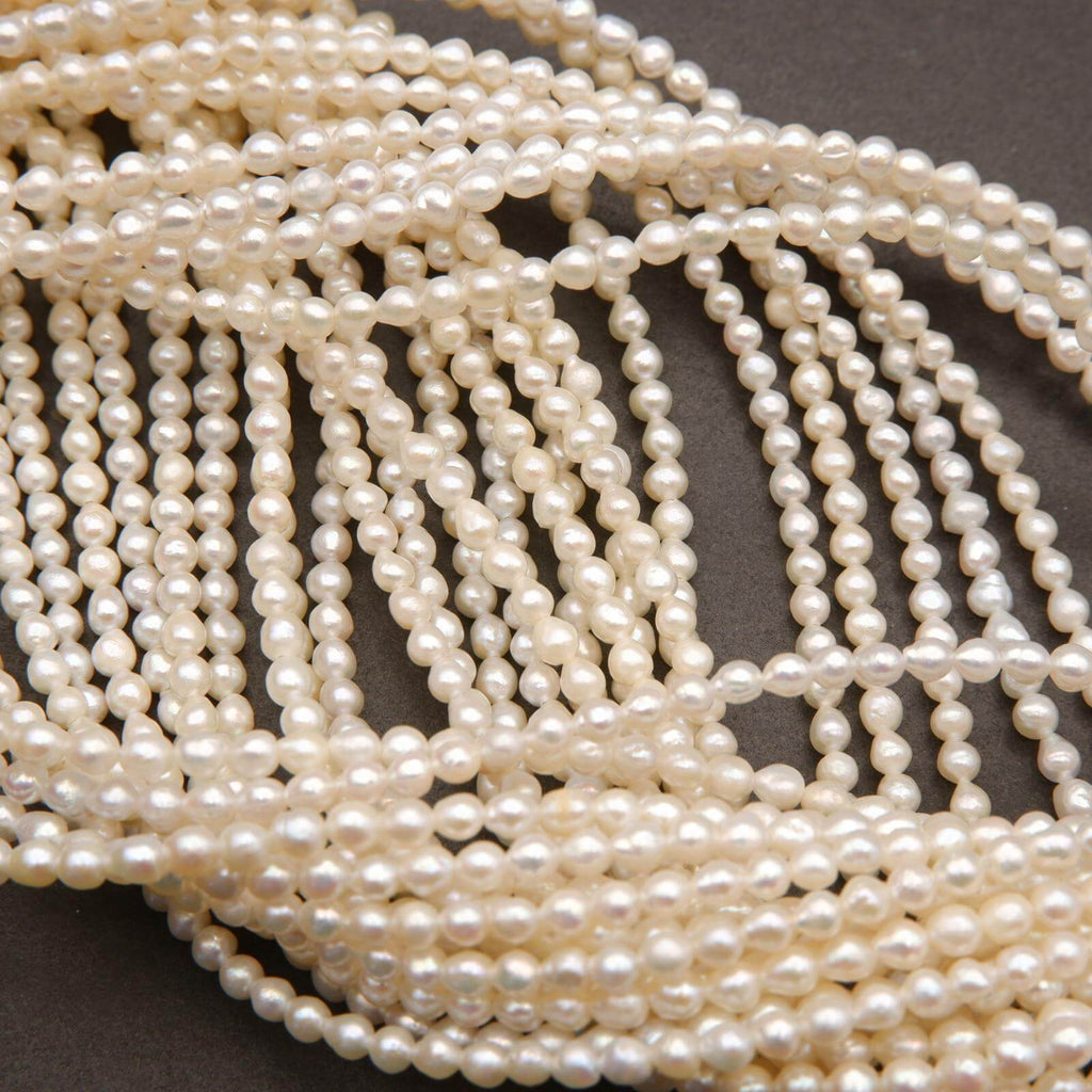 Freshwater Pearl A · Baroque Semi Round · White · 3mm, Tejas Beads, Beads