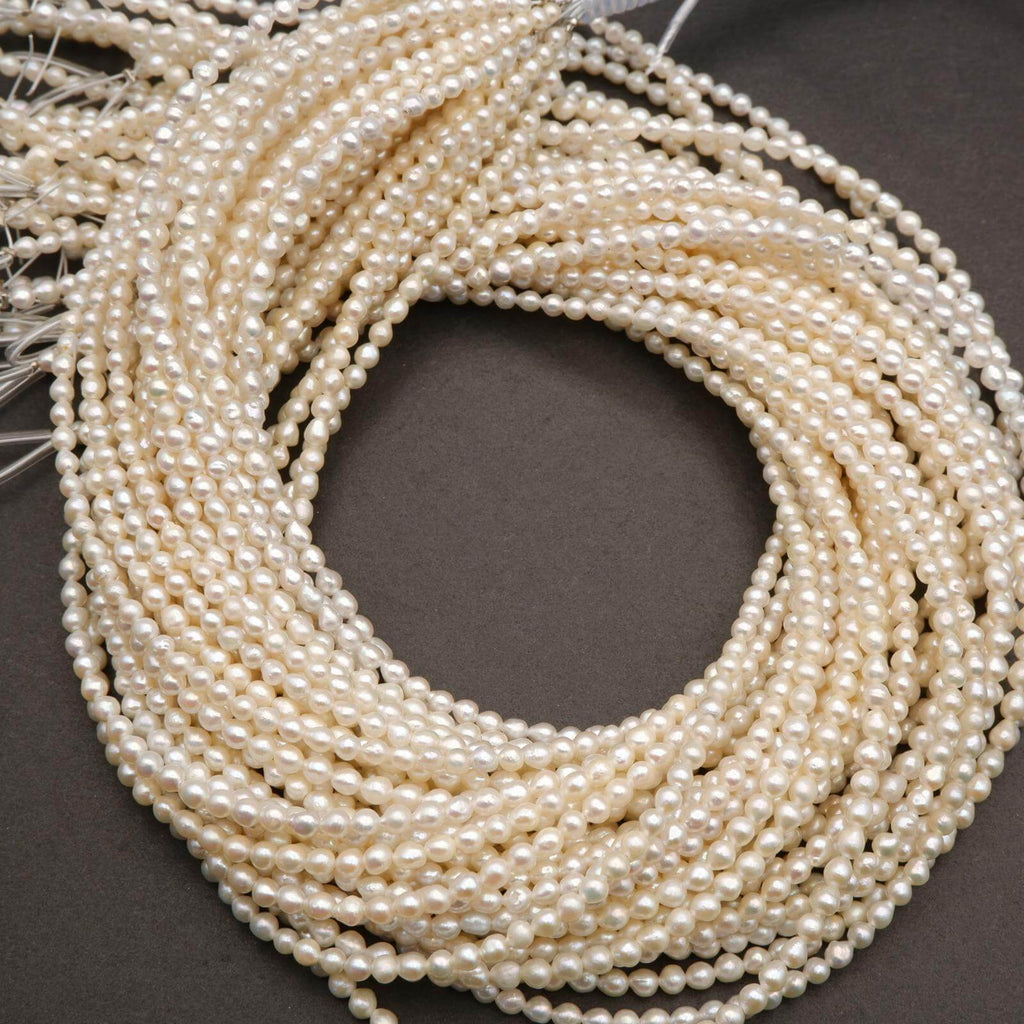 Freshwater Pearl A · Baroque Semi Round · White · 3mm, Tejas Beads, Beads