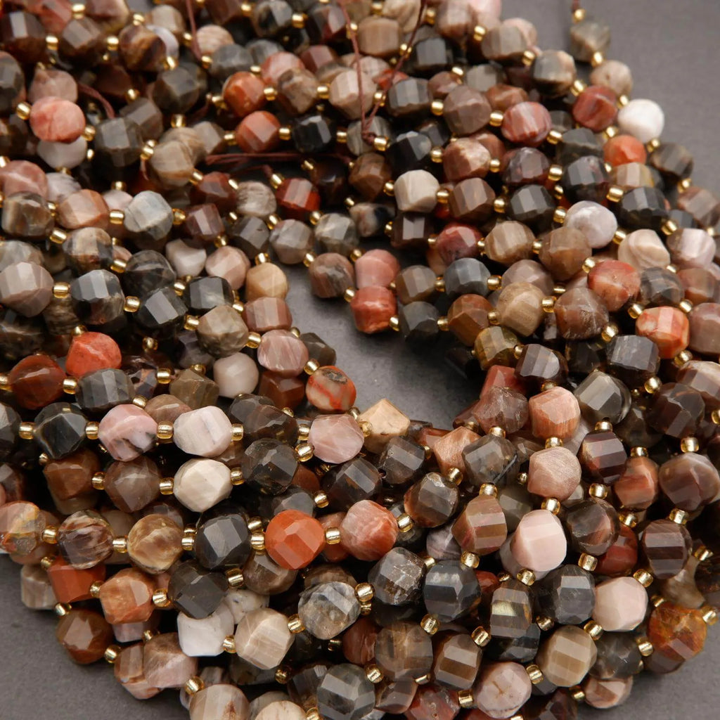 Petrified Wood · Faceted · Spiral Sphere · 8mm, 10mm, Tejas Beads, Beads