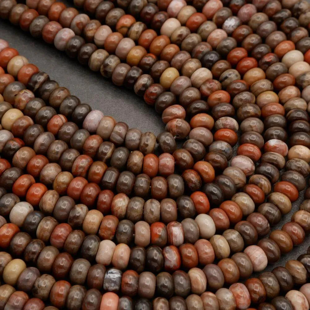 Petrified Wood · Smooth · Rondelle · 5x8mm, Tejas Beads, Beads