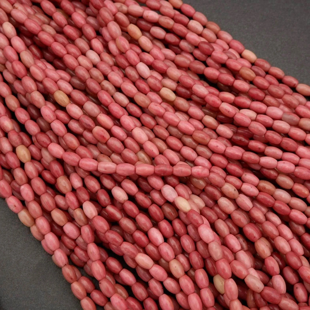 Pink Rhodonite · Smooth · Rice · 4.5mm, Tejas Beads, Beads