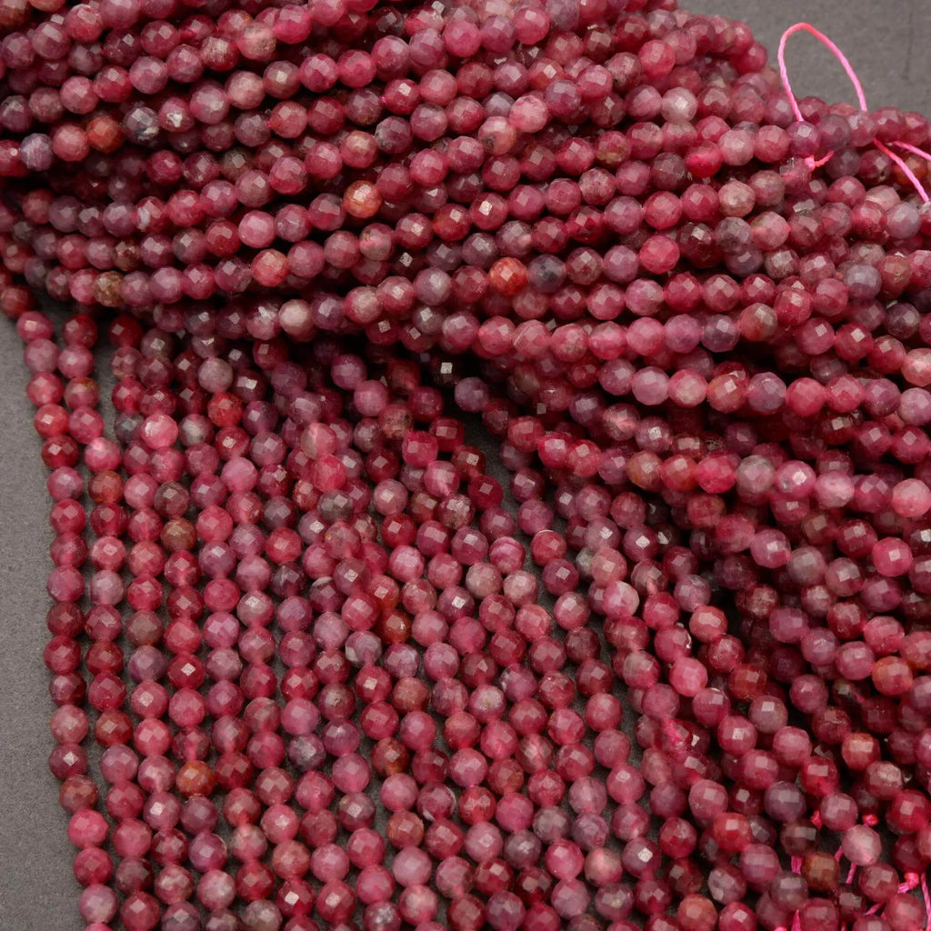 Pink Tourmaline · Microfaceted · Round · 3.5mm, Tejas Beads, Beads