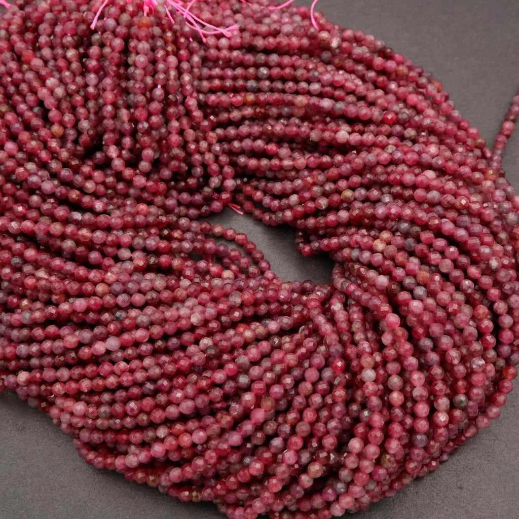 Pink Tourmaline · Microfaceted · Round · 3.5mm, Tejas Beads, Beads