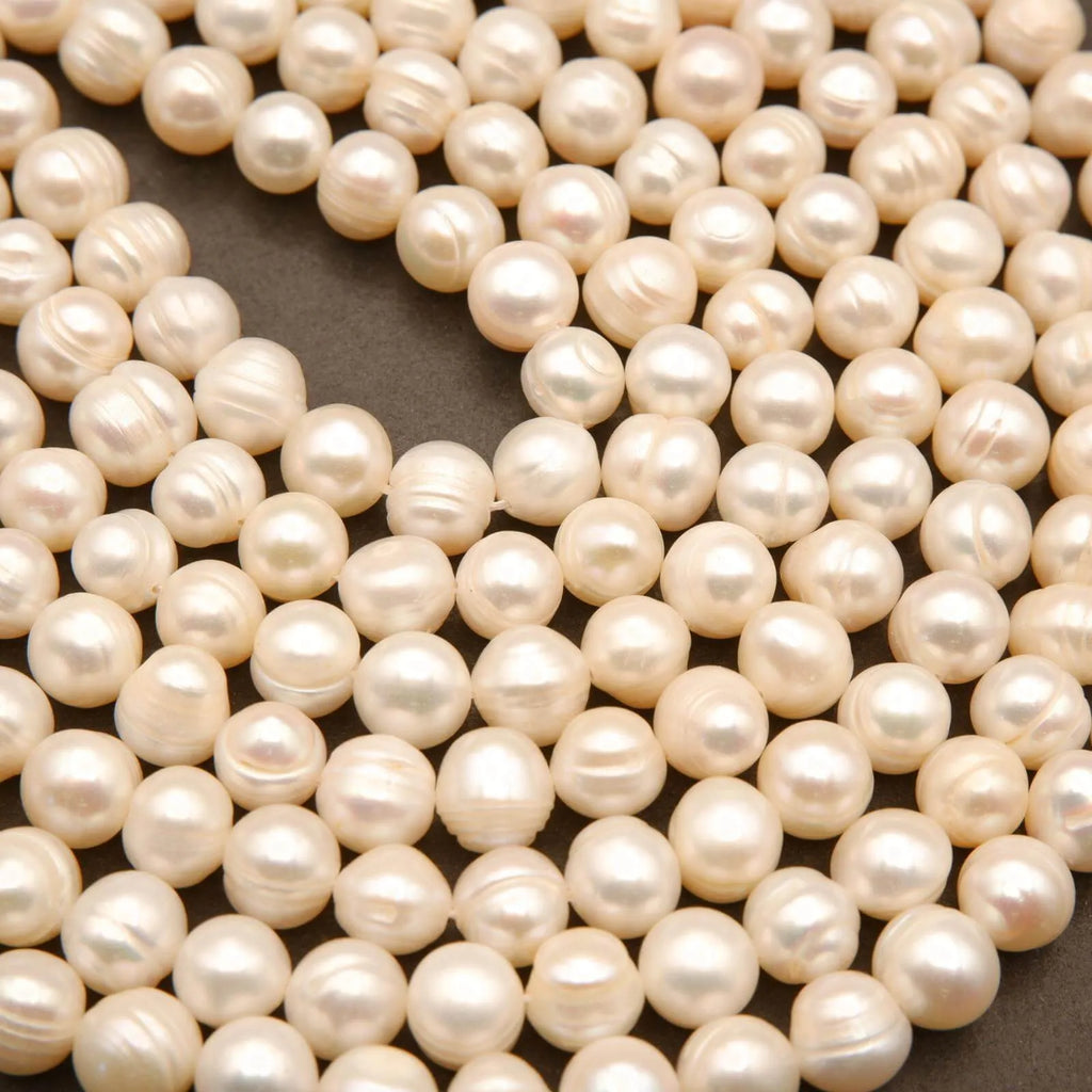 Freshwater Pearl · Potato · White · 8mm to 9mm, Tejas Beads, Beads