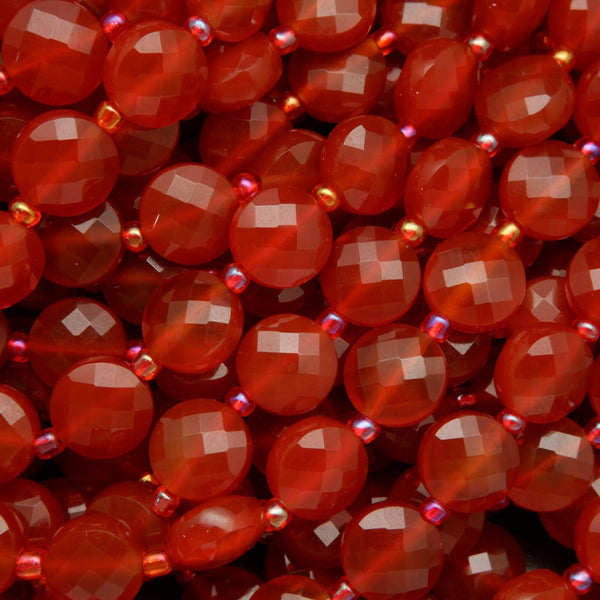 Buy Terra Cotta Red Agate Beads Faceted 9-11mm Oval Beads, 14 inch Online
