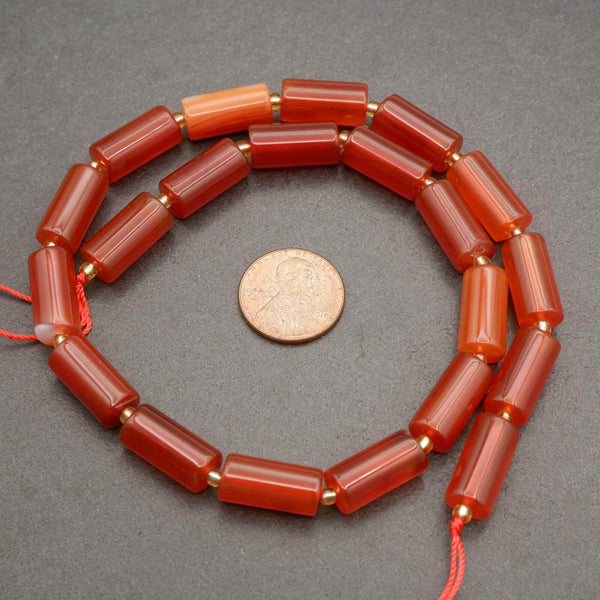 Red Carnelian · Smooth · Cylinder Tube · 6mm, 8mm, Tejas Beads, Beads