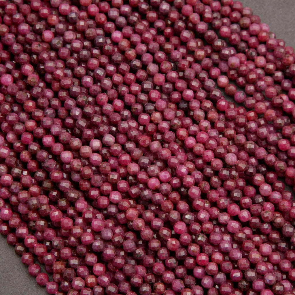 Ruby · Microfaceted · Round · 2.5mm, 3mm, 3.5mm, Tejas Beads, Beads